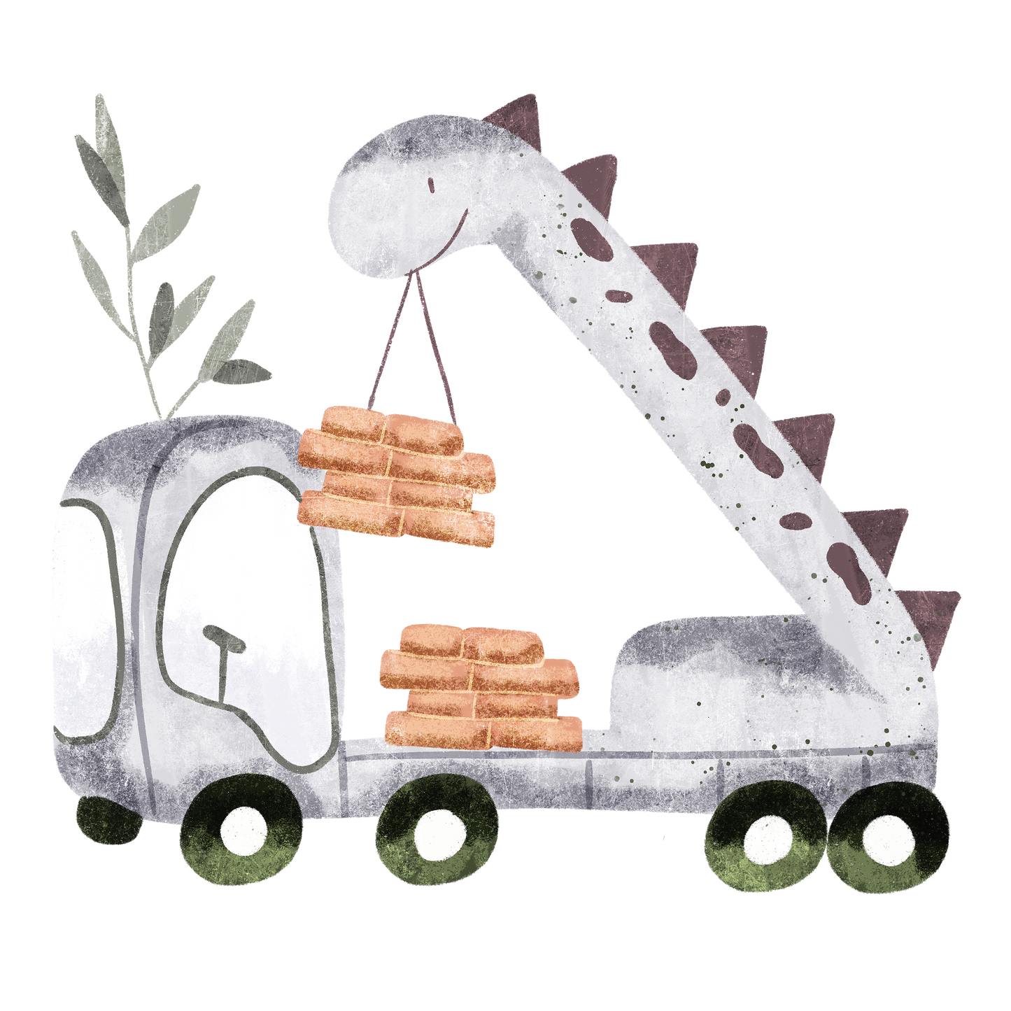 Bügelbild Dino-Bagger