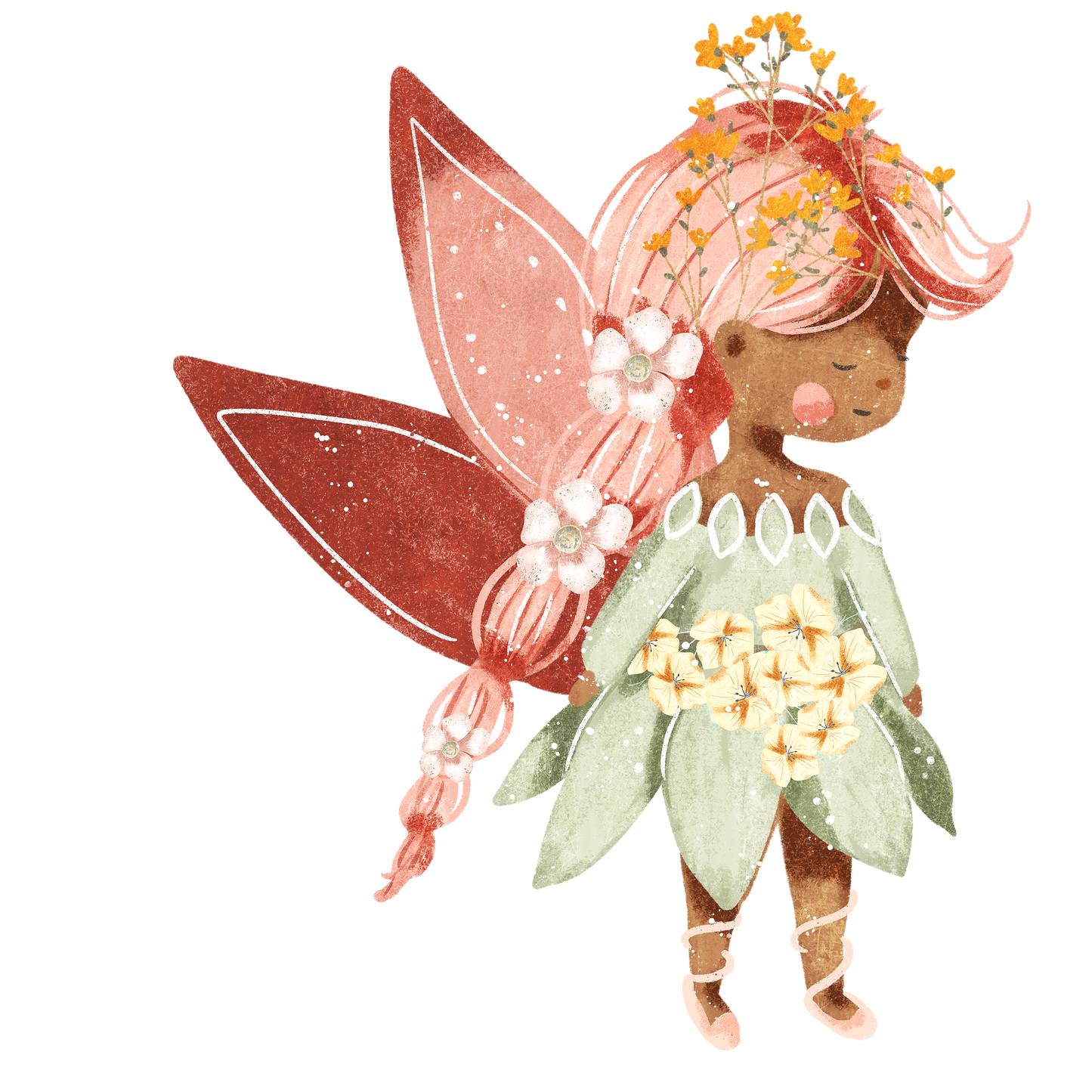 Bügelbild Blumenfee mit Schmetterling