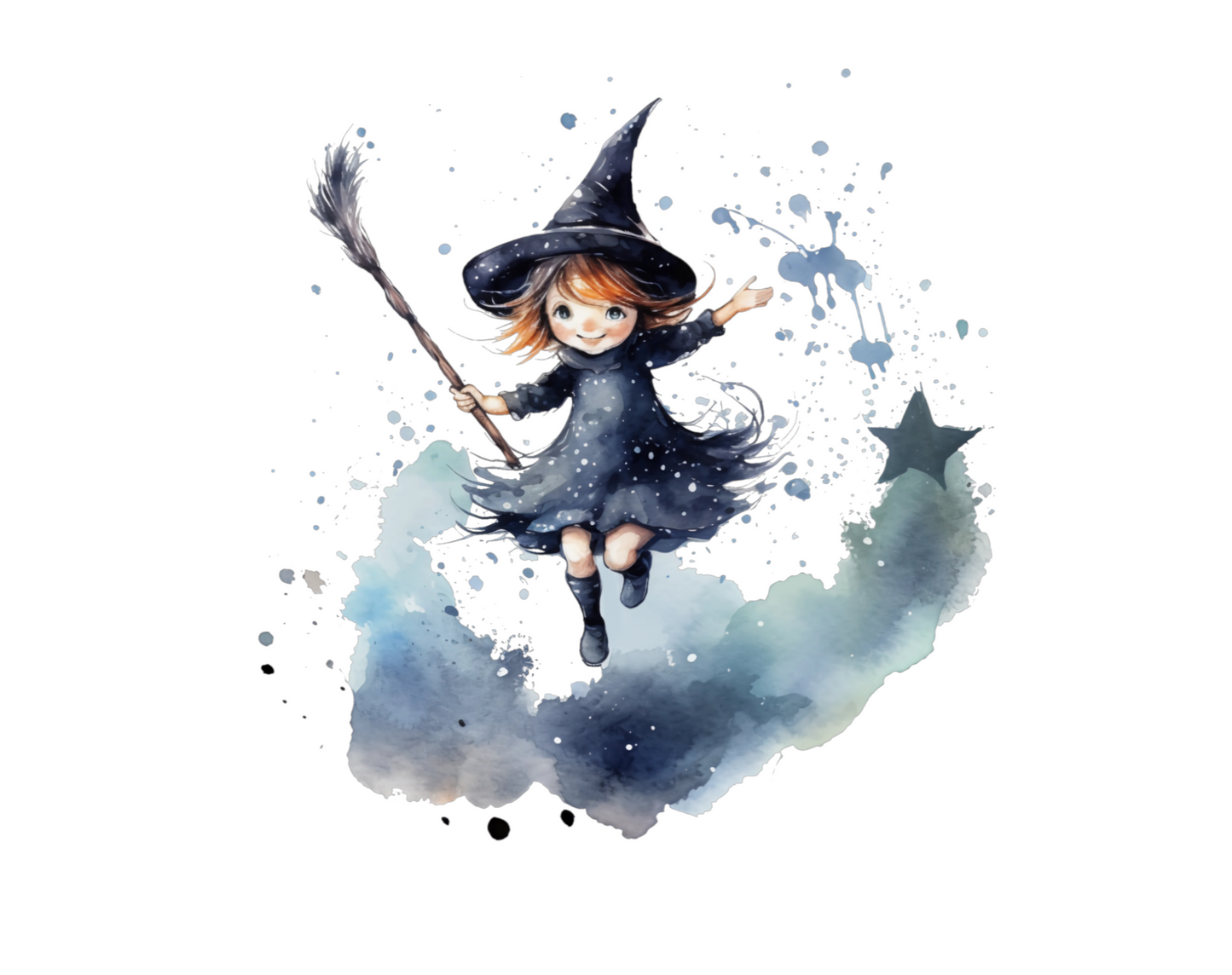 Bügelbild Hexe mit Besen