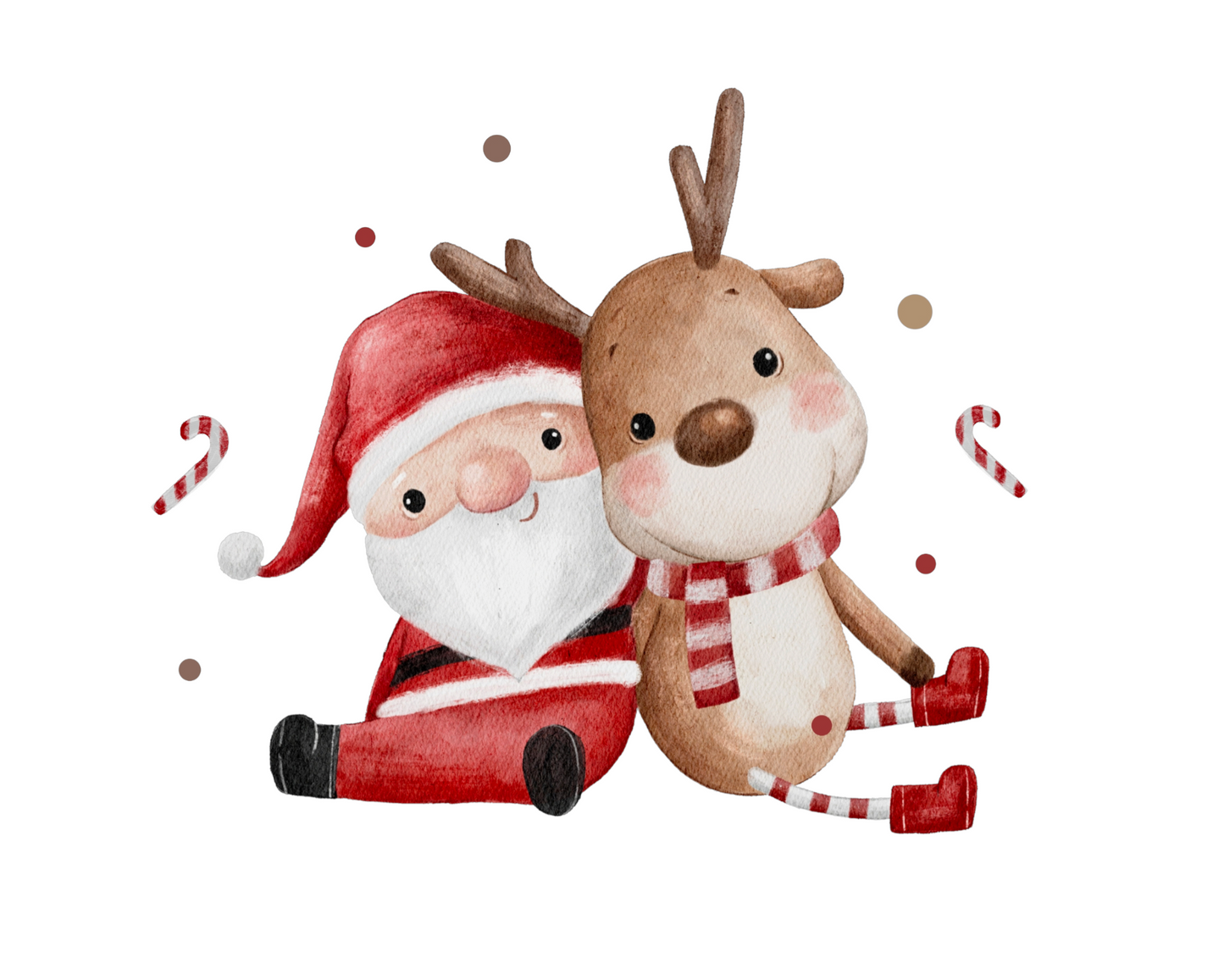 Bügelbild Best Buddies - Weihnachtsmann und Rentier
