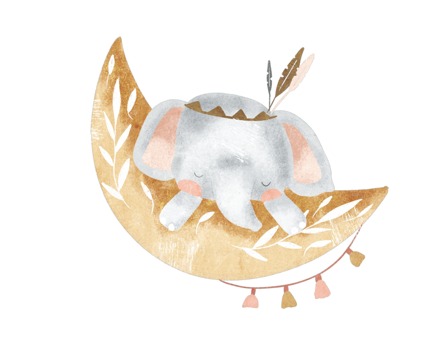 Bügelbild Elefant Boho Mond