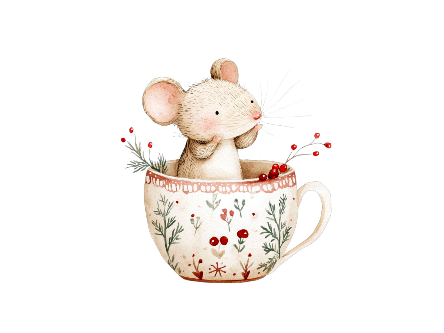Maus in der Tasse Weihnachten