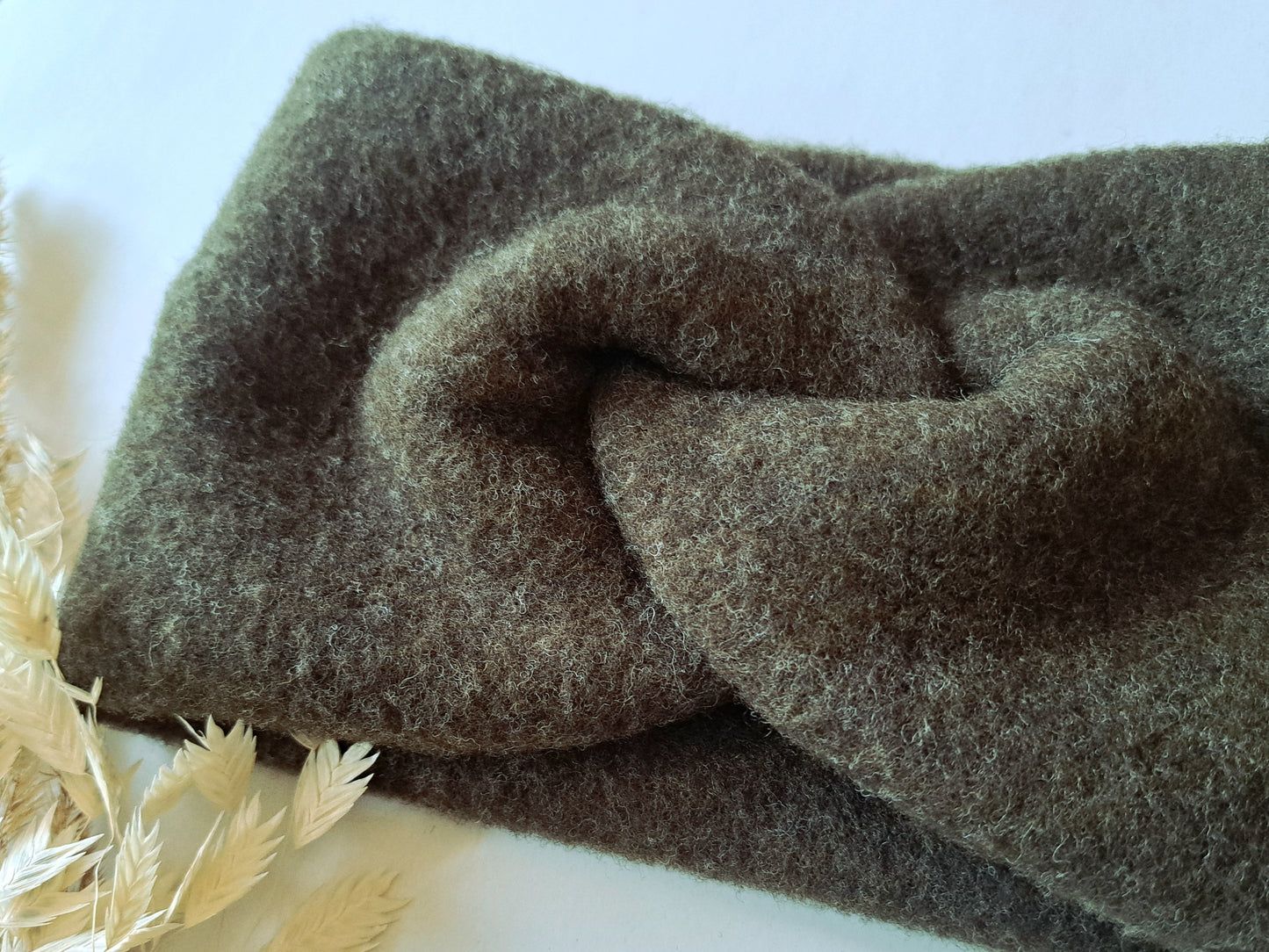 Stirnband Wollfleece 'Virgin Wool' mulesingfrei dunkelgrün meliert