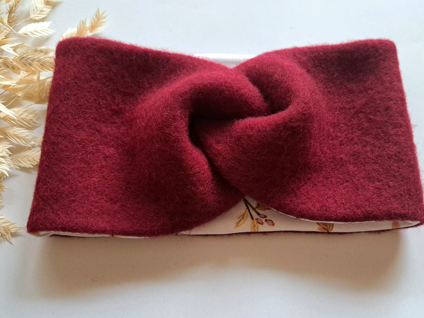 Stirnband dunkelrot Wollfleece 'Virgin Wool' mulesingfrei