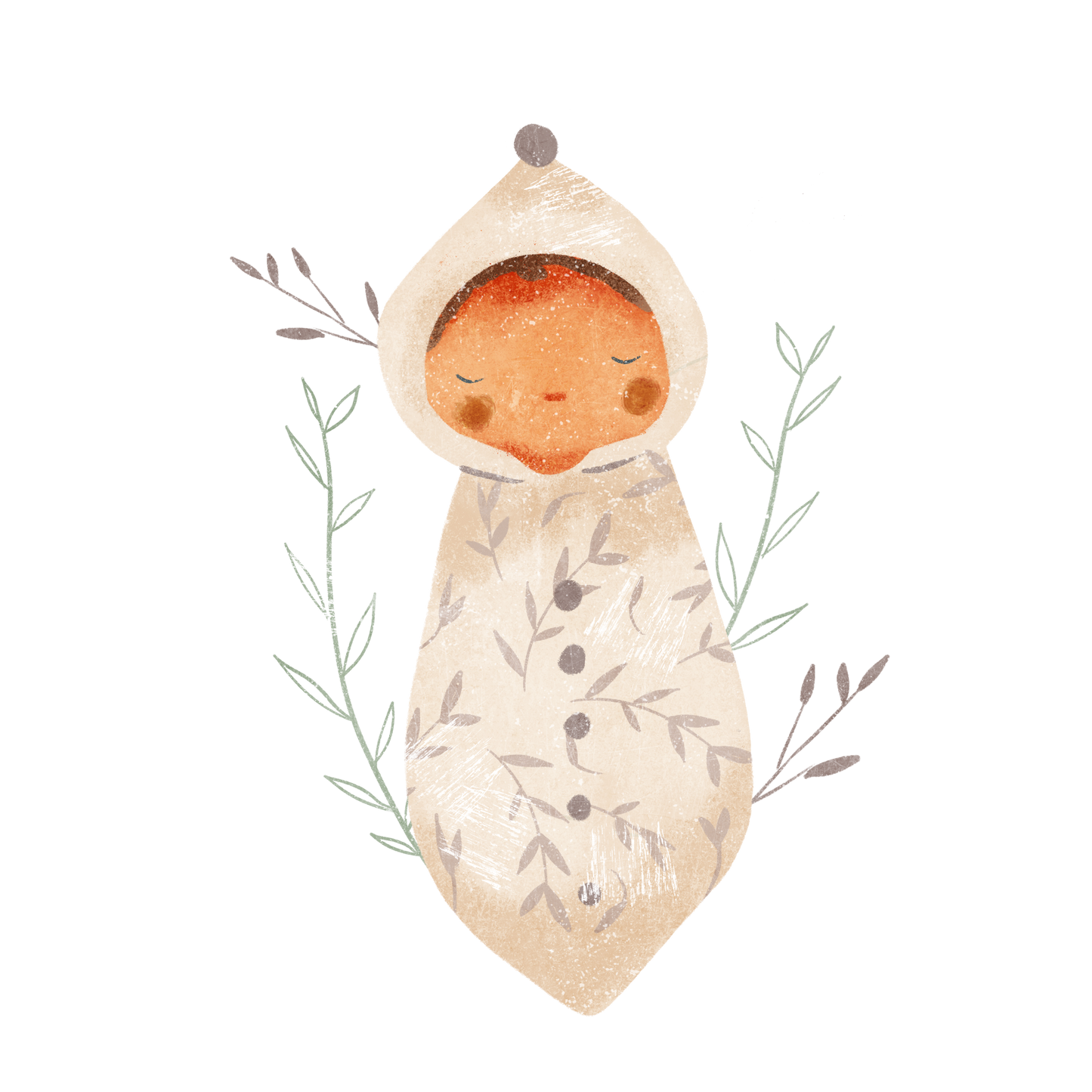 Bügelbild Baby Zweige