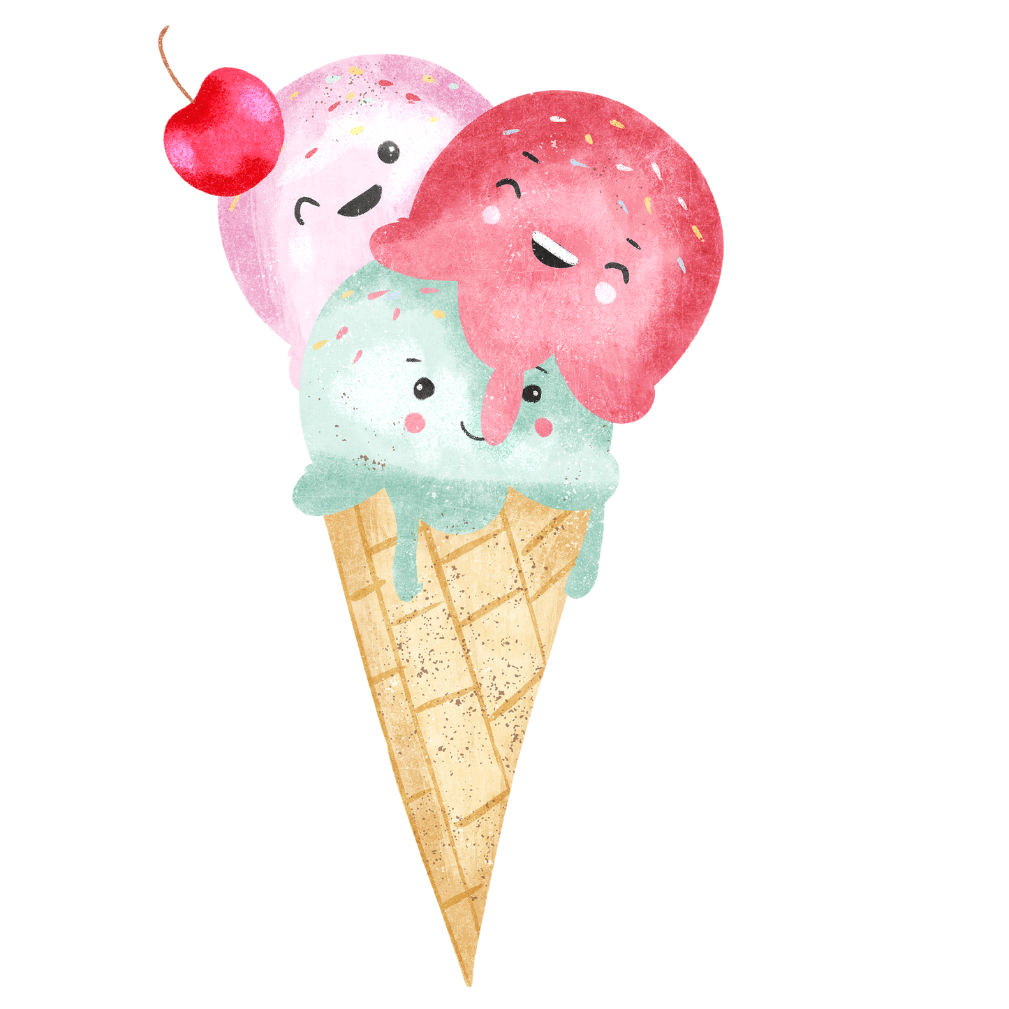 Bügelbild Eis mit Kirsche