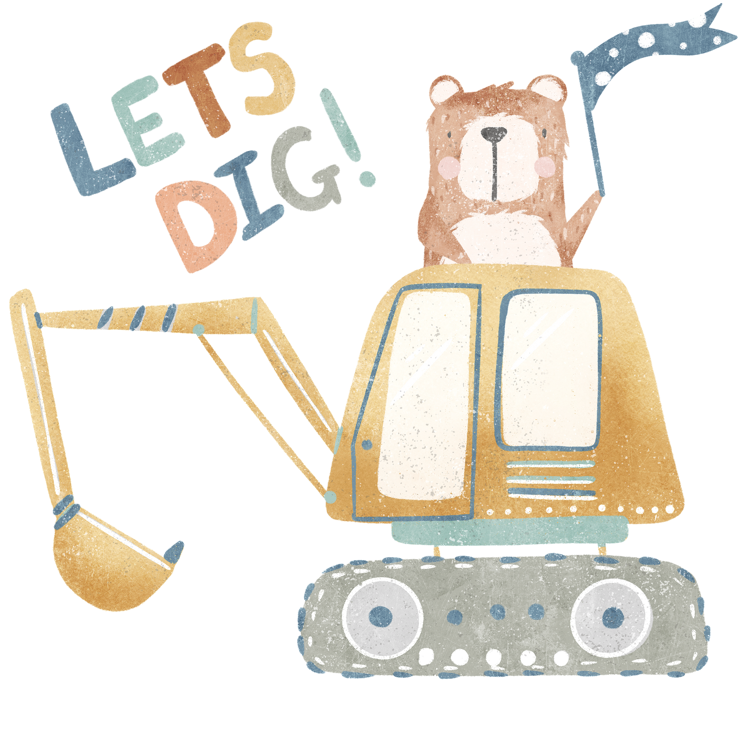 Bügelbild Abrisskran Dino