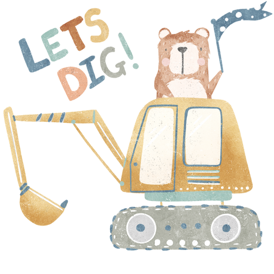 Bügelbild Abrisskran Dino