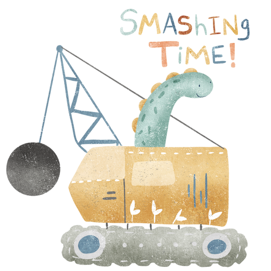 Bügelbild Abrisskran Dino