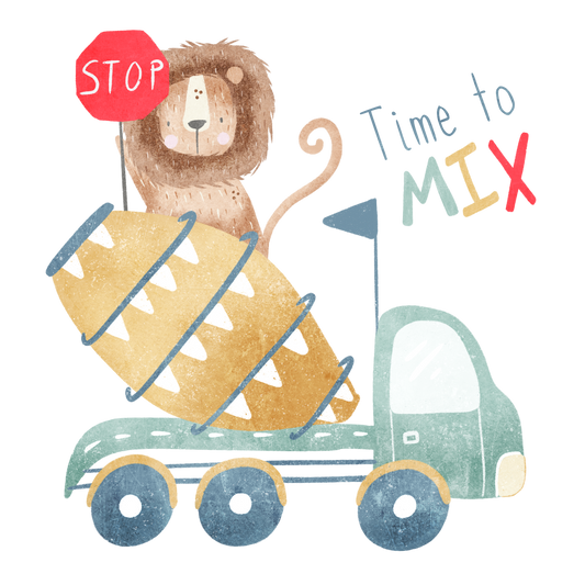 Bügelbild Betonmischer Löwe