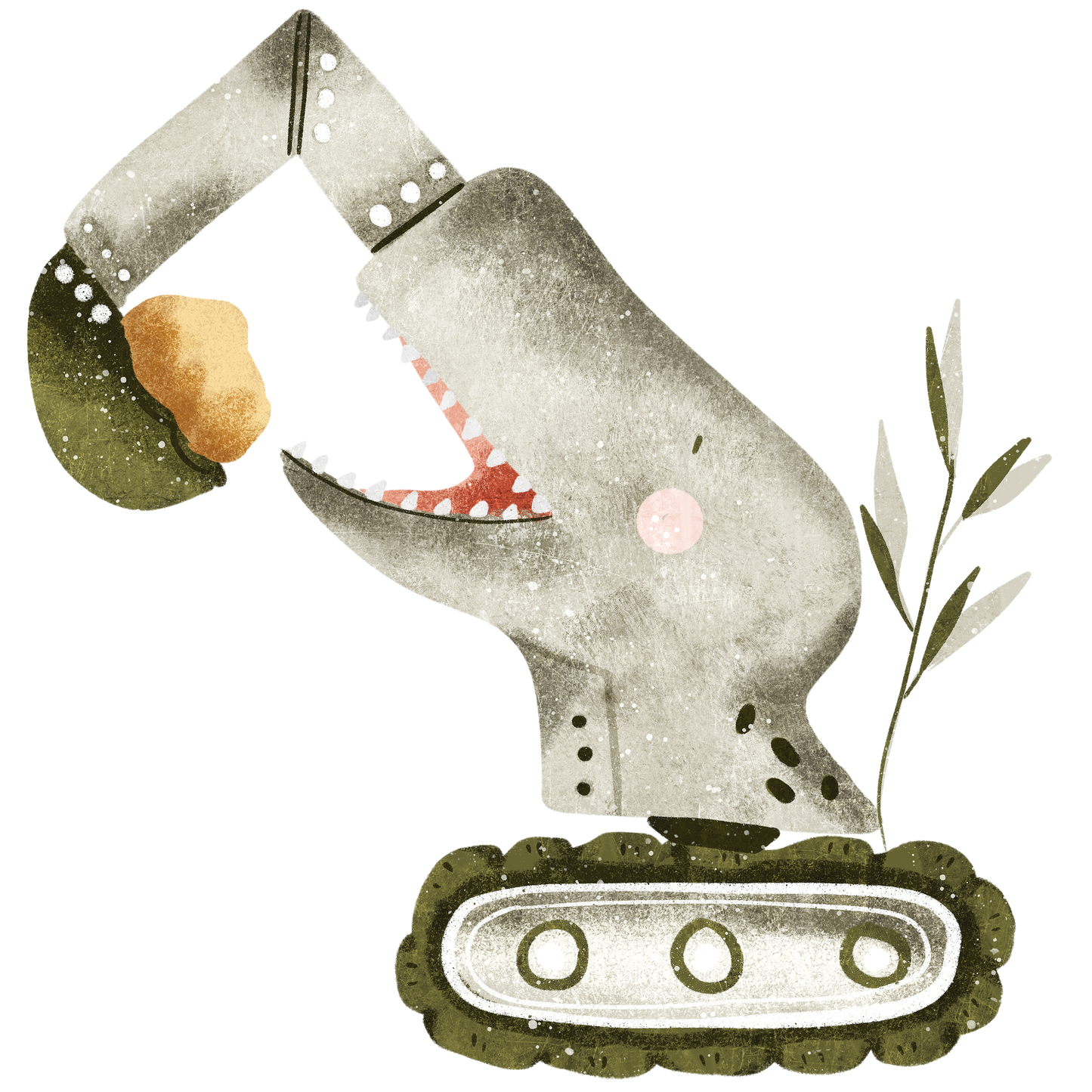 Bügelbild Dino-Bagger