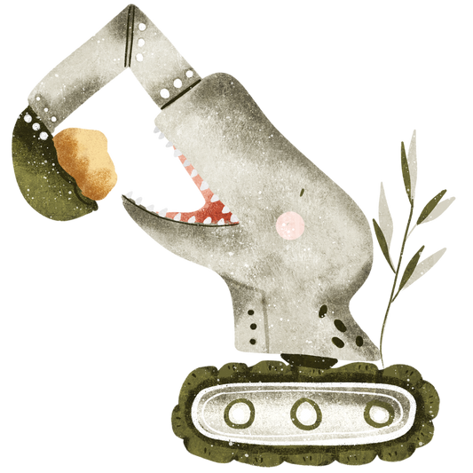 Bügelbild Dino-Bagger