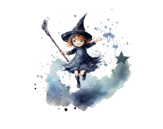 Bügelbild Hexe mit Besen