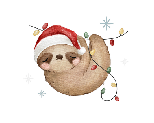 Bügelbild Faultier mit Lichterkette