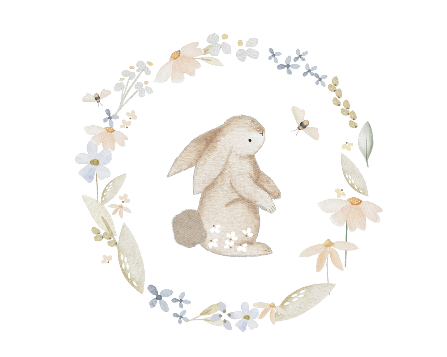 Bügelbild Hase im Kranz