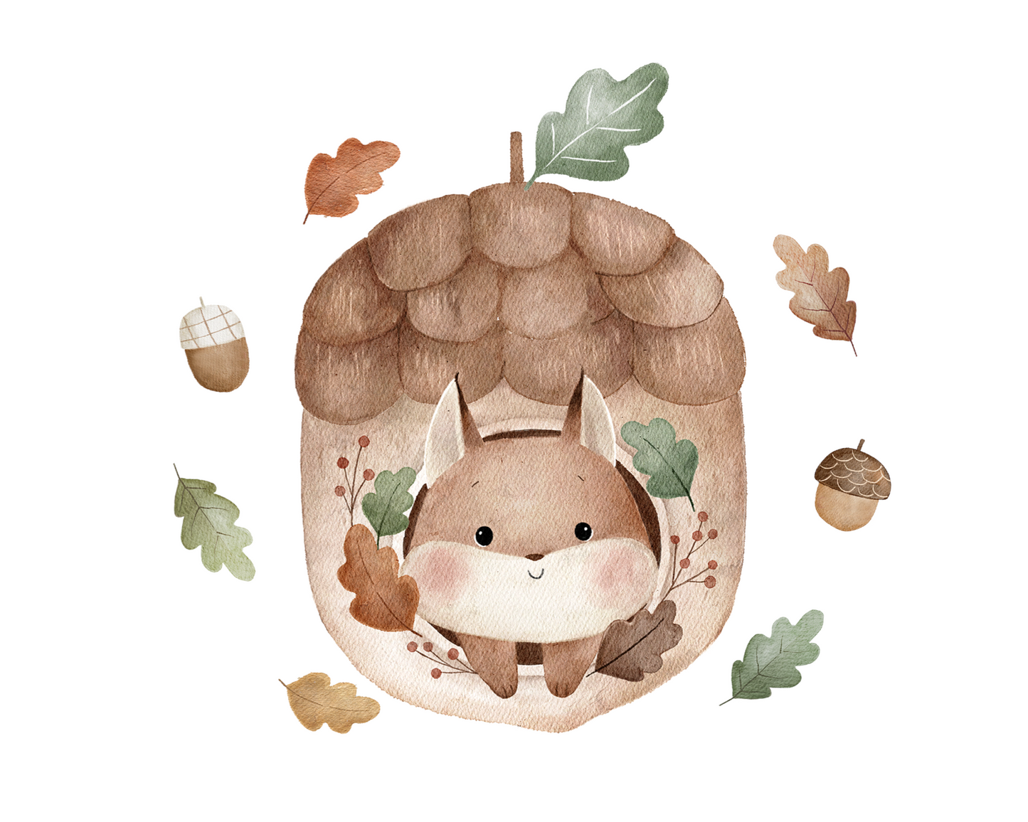 Bügelbild Eichhörnchen im Eichelhaus