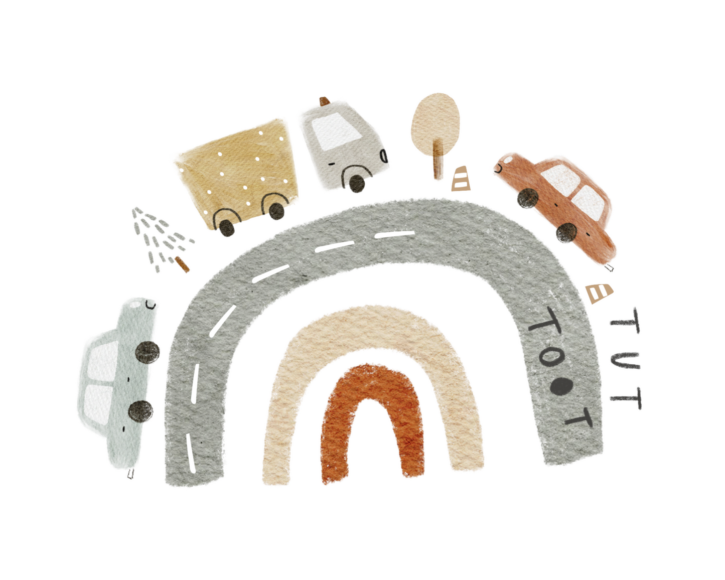 Bügelbild Regenbogen Fahrzeuge