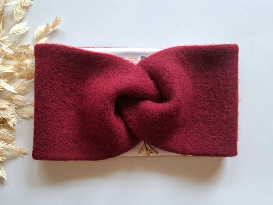 Stirnband dunkelrot Wollfleece 'Virgin Wool' mulesingfrei