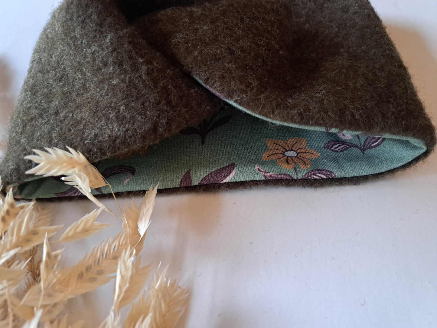 Stirnband Wollfleece 'Virgin Wool'mulesingfrei dunkelgrün