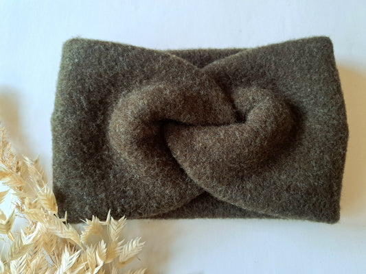 Stirnband Wollfleece 'Virgin Wool' mulesingfrei dunkelgrün meliert