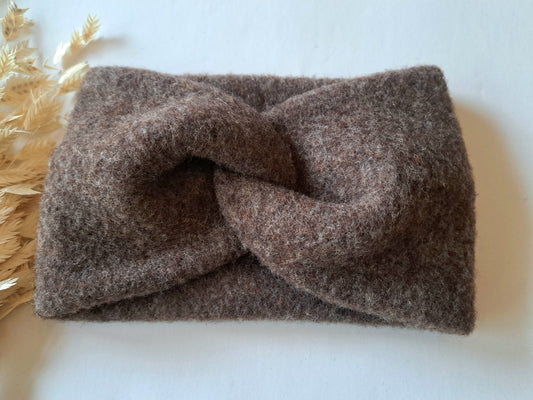 Stirnband braun meliert Wollfleece 'Virgin Wool' mulesingfrei